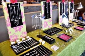 Jewelry display table at Jewels for a Cause