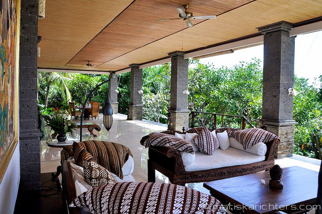 Villa Kembang Kertas Bali - Main floor deck and lounge areas.