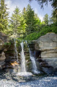 The waterfall at Sandcut Beach