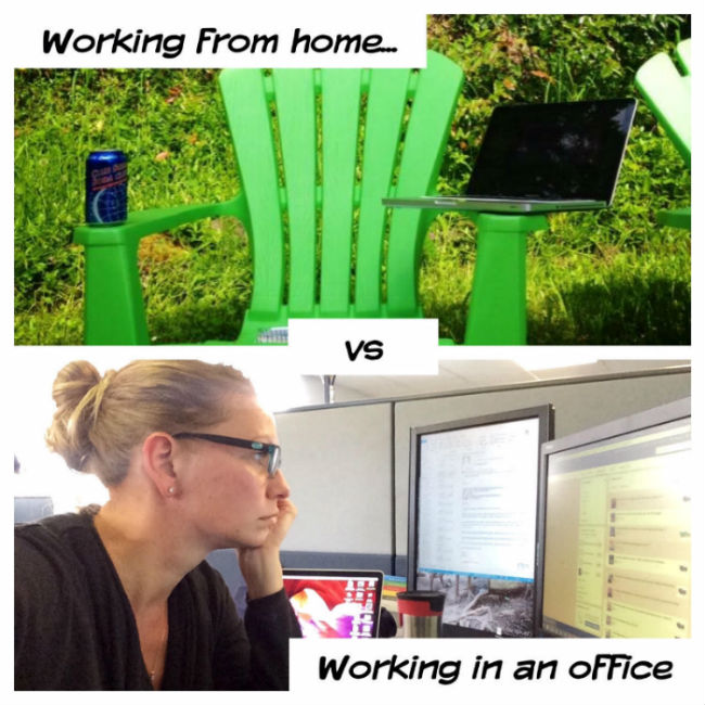 Working from home vs working in an office